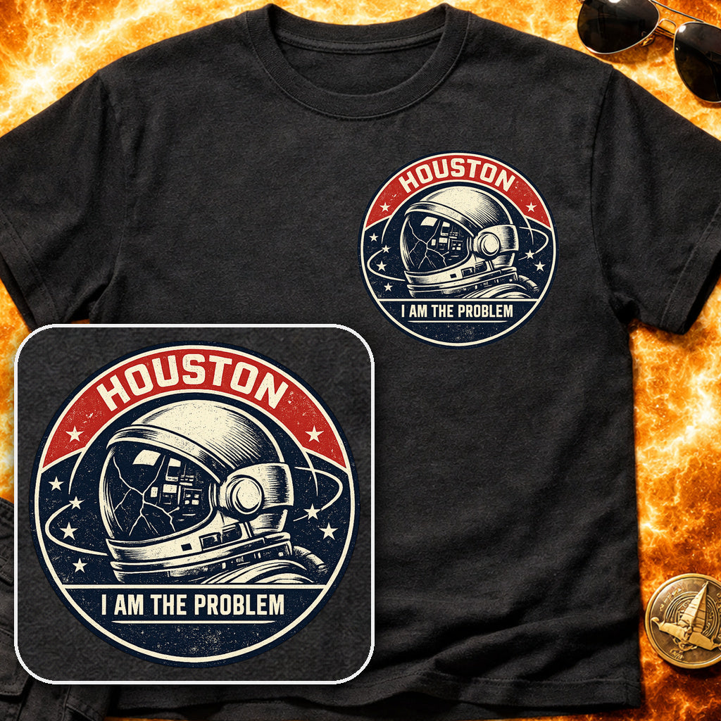 Houston I am the Problem Helmet Pocket Patch T-Shirt product image 5