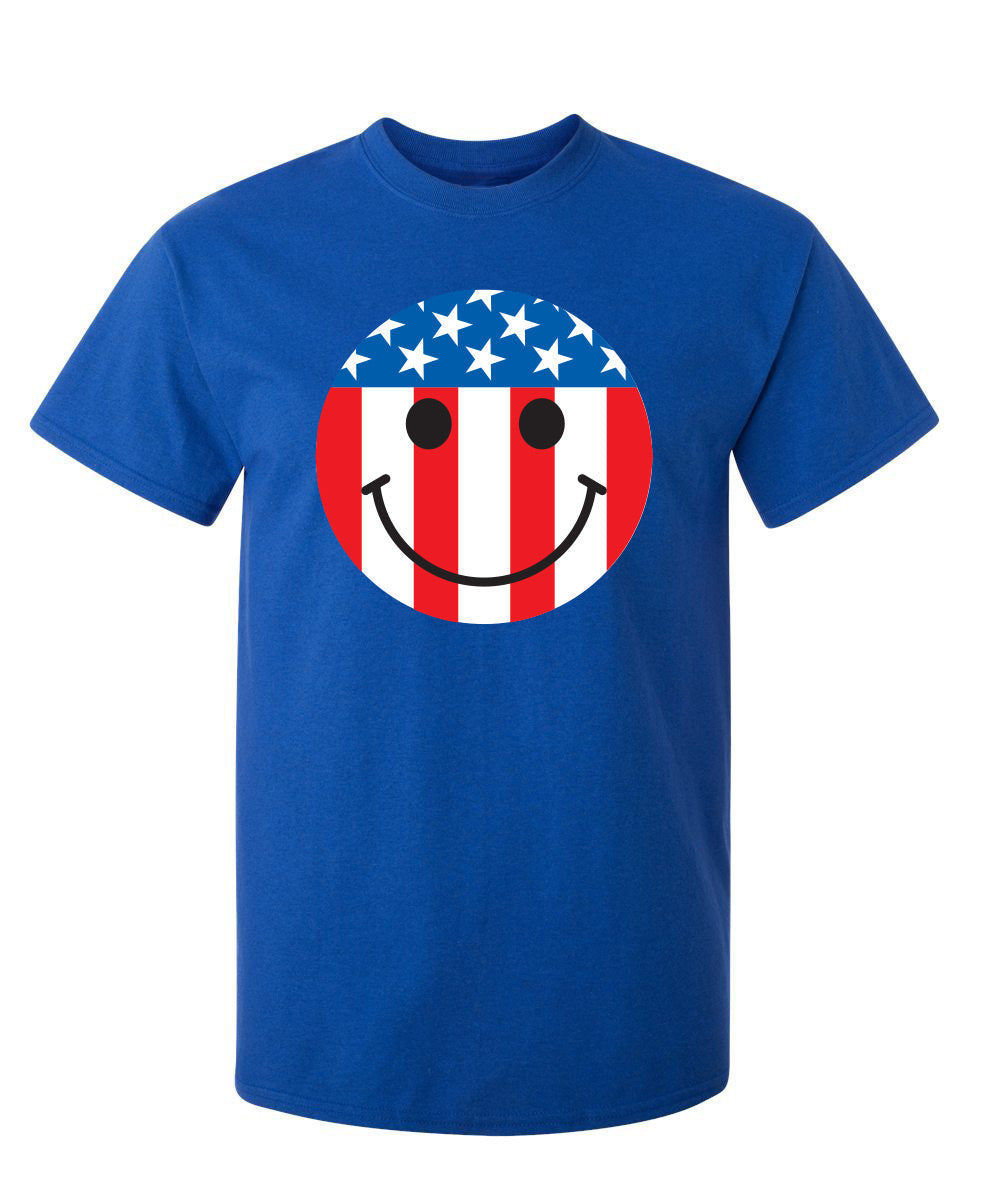 USA Flag Smile Face T-Shirt product image 1
