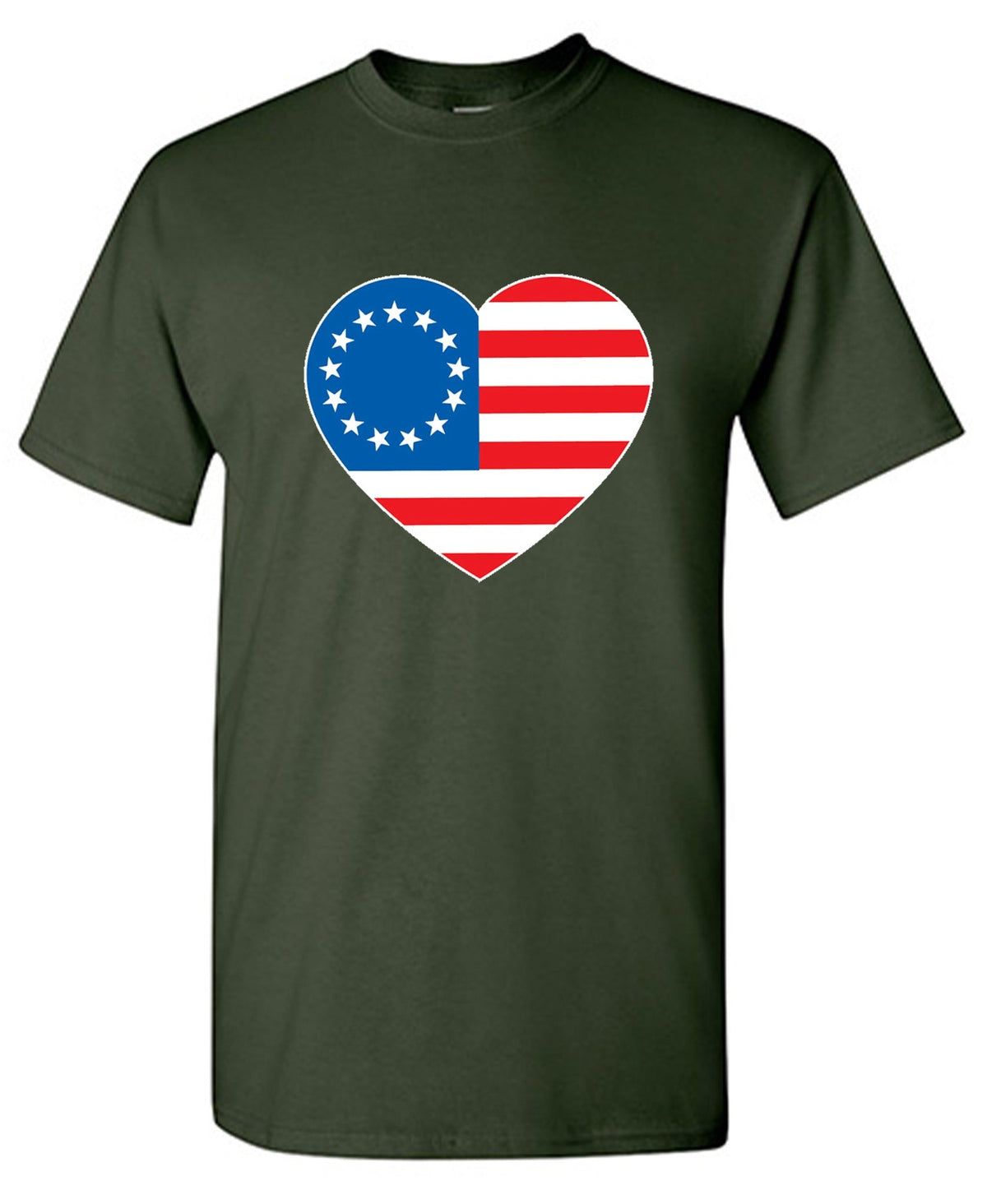 Betsy Ross Heart Shaped American Flag T-Shirt product image 1