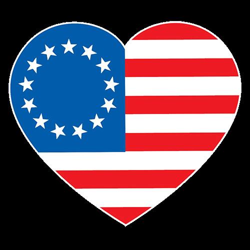 Betsy Ross Heart Shaped American Flag T-Shirt product image 2