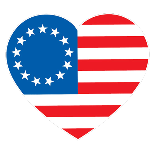 Betsy Ross Heart Shaped American Flag T-Shirt product image 3