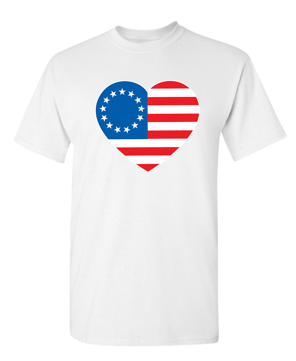 Betsy Ross Heart Shaped American Flag T-Shirt product image 1