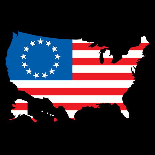 Betsy Ross USA Shaped Flag T-Shirt product image 3