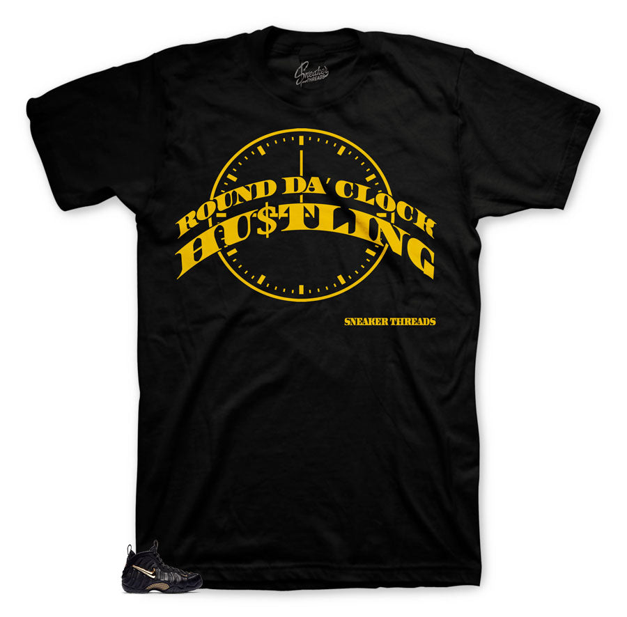Foamposite Black Gold Round Da Clock Shirt