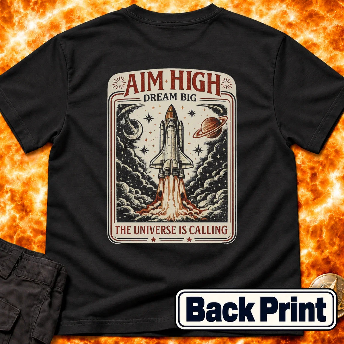 Aim High Dream Big Back Print T-Shirt
