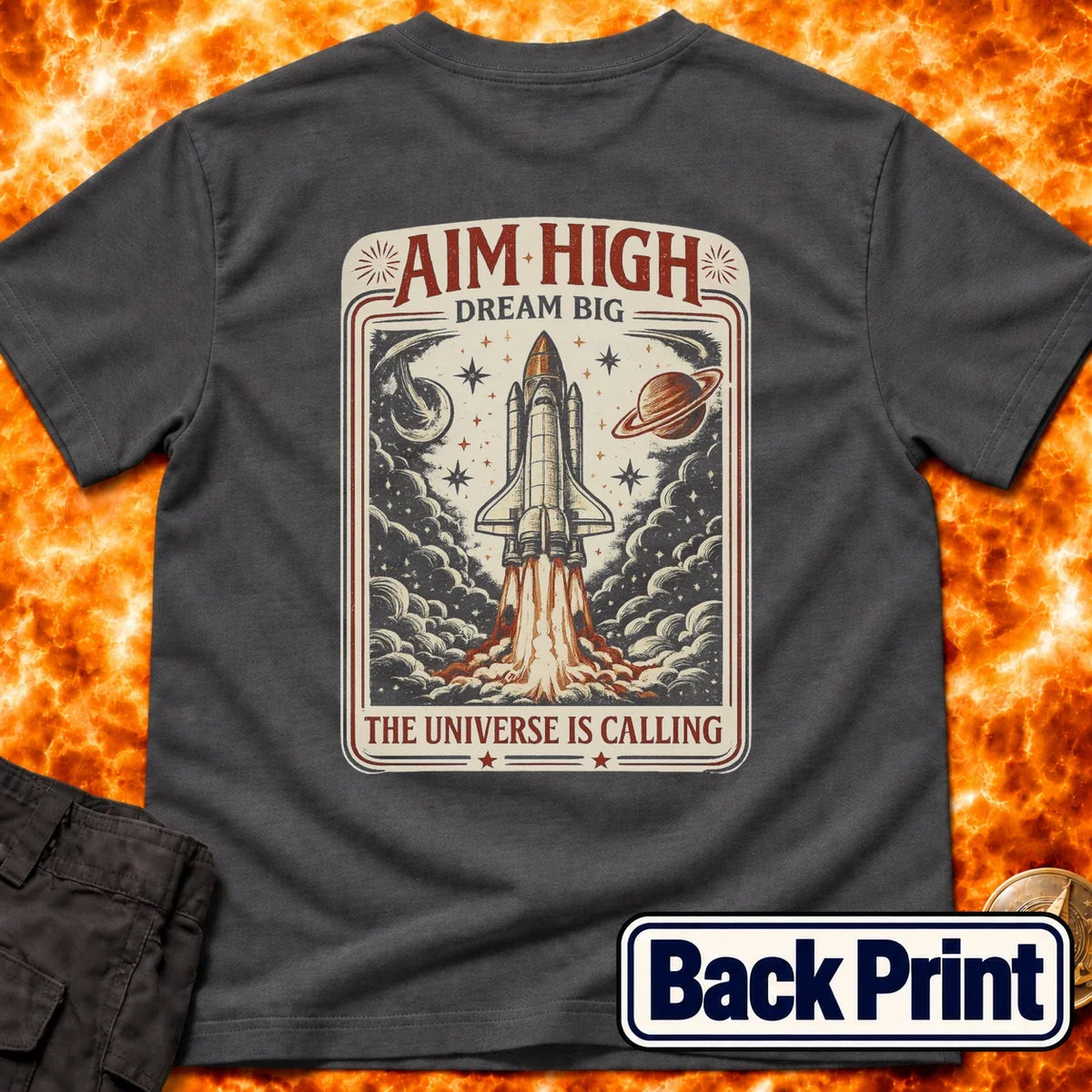 Aim High Dream Big Back Print T-Shirt