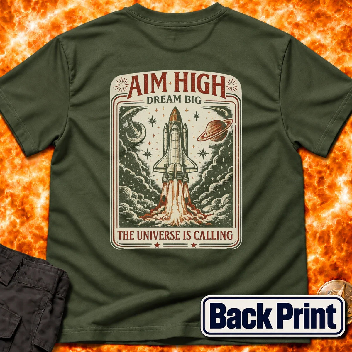 Aim High Dream Big Back Print T-Shirt
