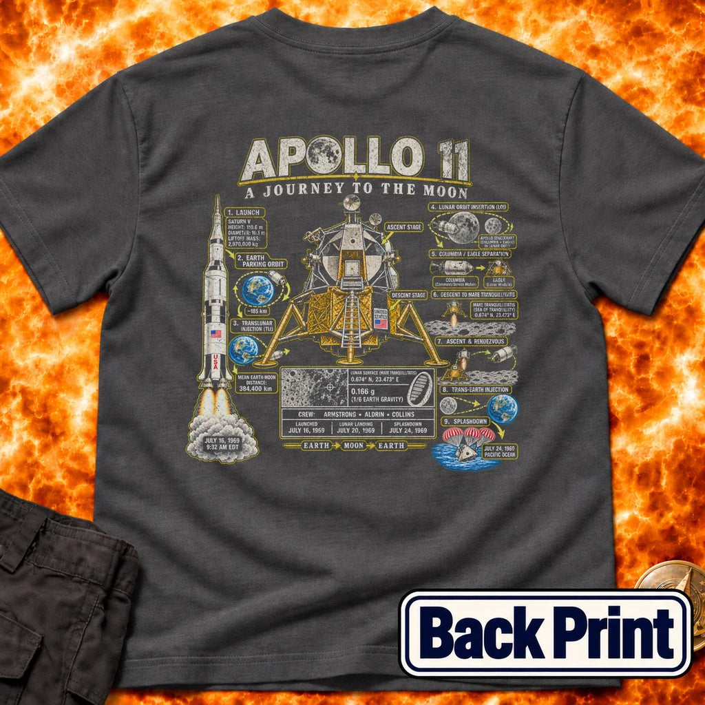 Apollo 11 Infographic Back Print T-Shirt product image 1
