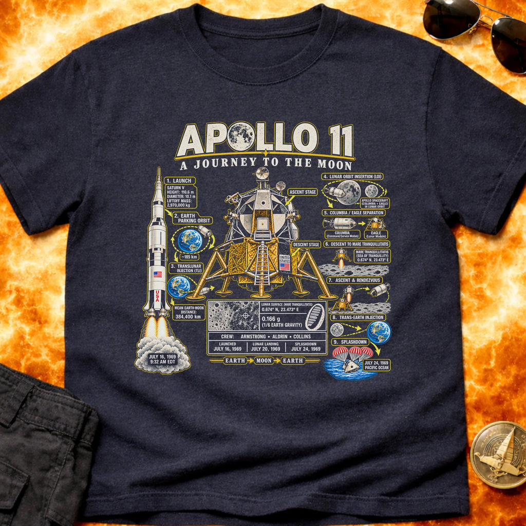 Apollo 11 Infographic Non Distressed T-Shirt product image 4