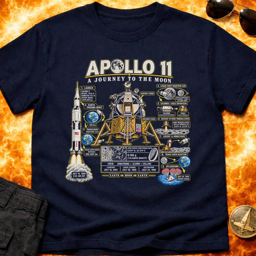 Apollo 11 Infographic Non Distressed T-Shirt product image 5