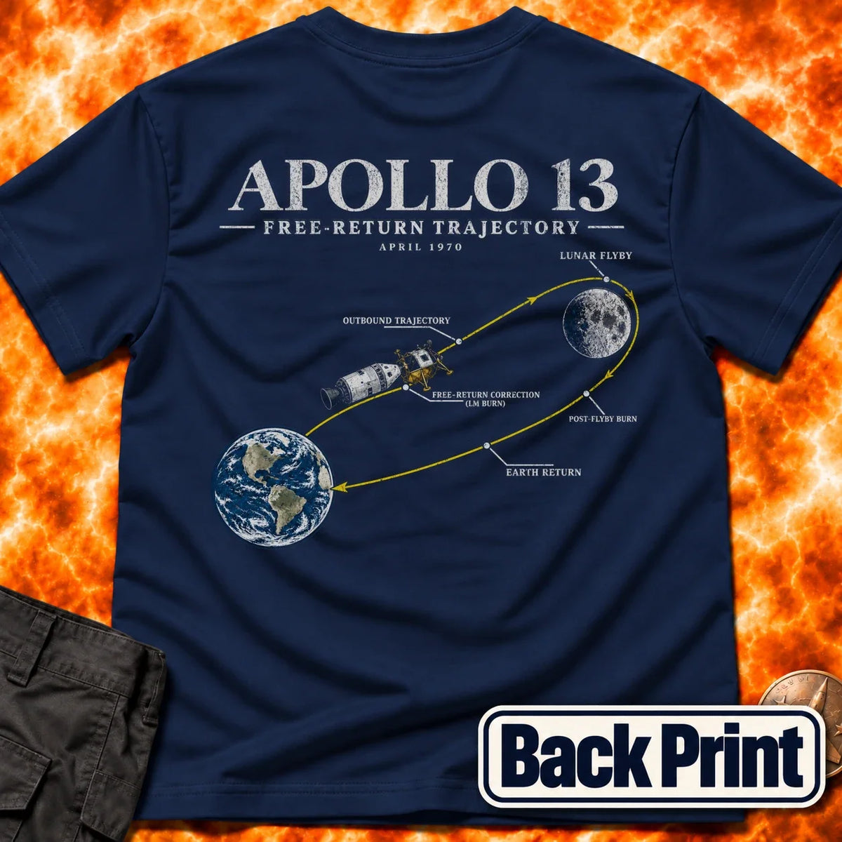 Apollo 13 Free Return Back Print T-Shirt product image 1