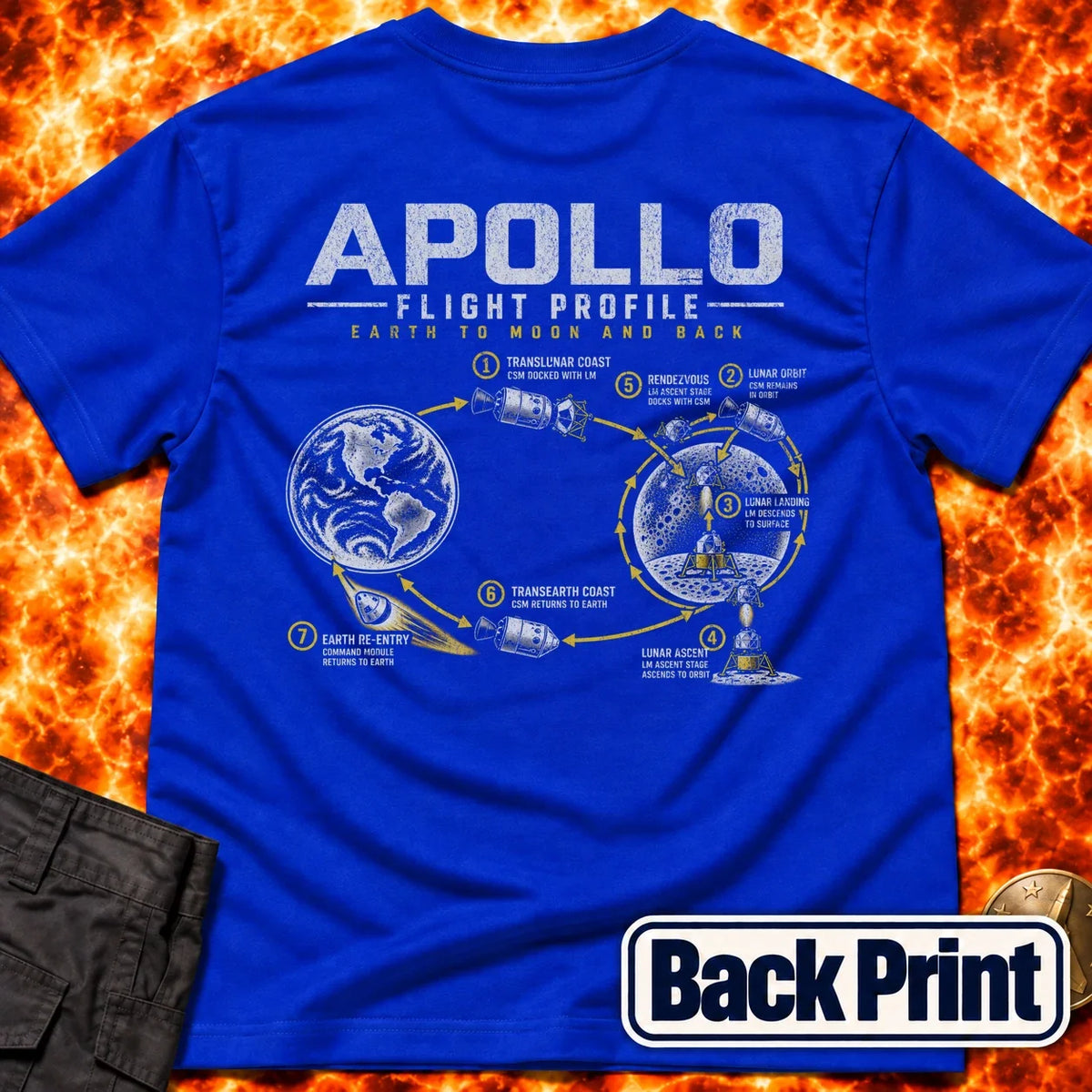 Apollo Flight Profile Back Print T-Shirt product image 4