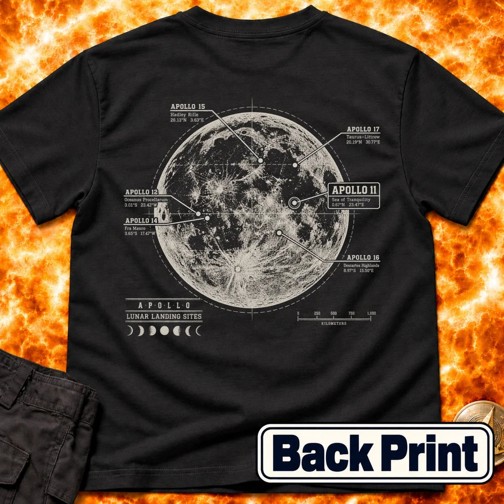 Apollo Landing Sites Back Print T-Shirt product image 5