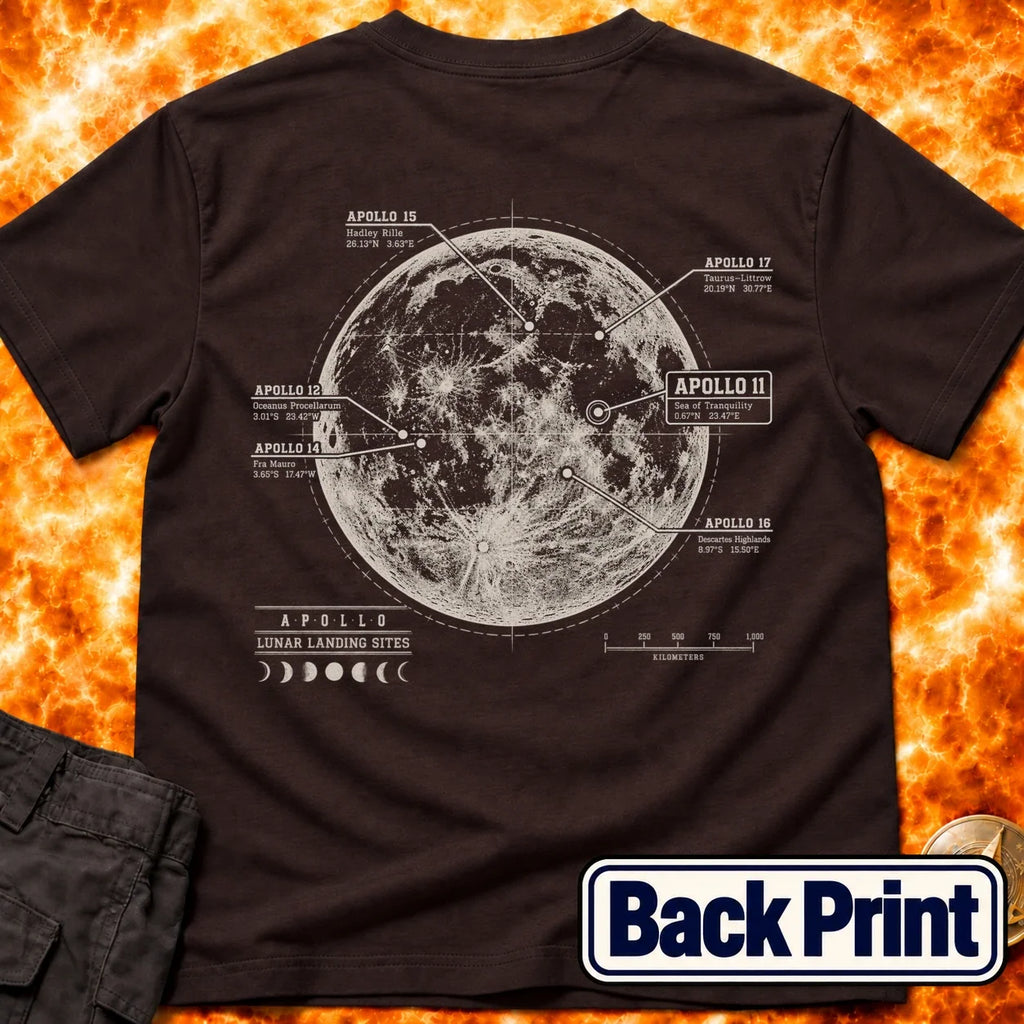 Apollo Landing Sites Back Print T-Shirt product image 2