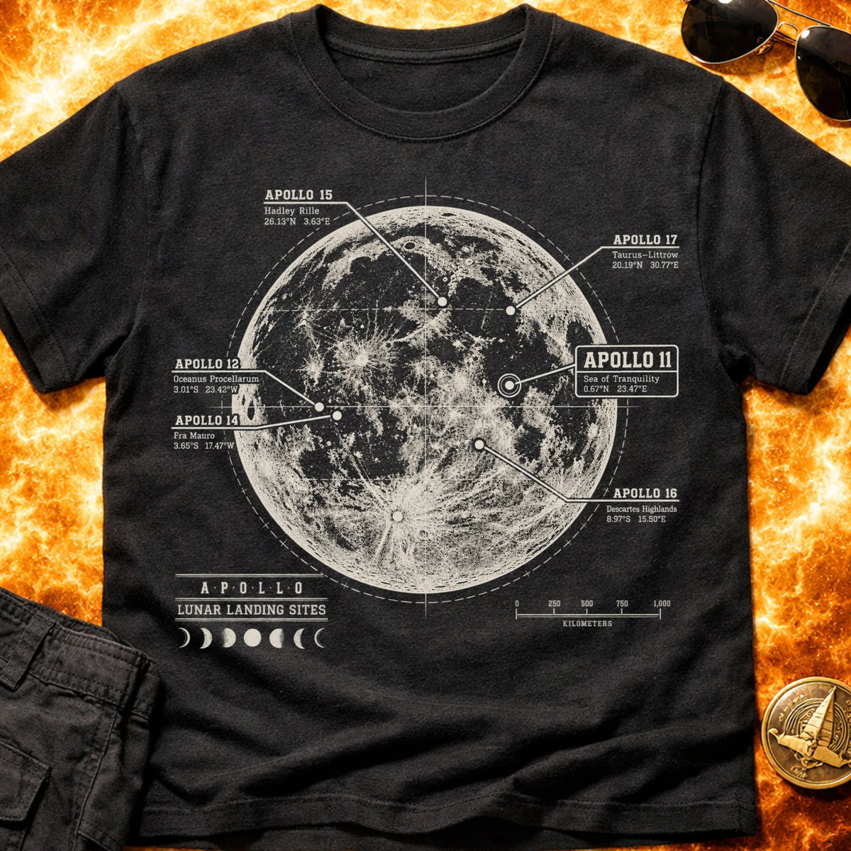 Apollo Landing Sites T-Shirt product image 3