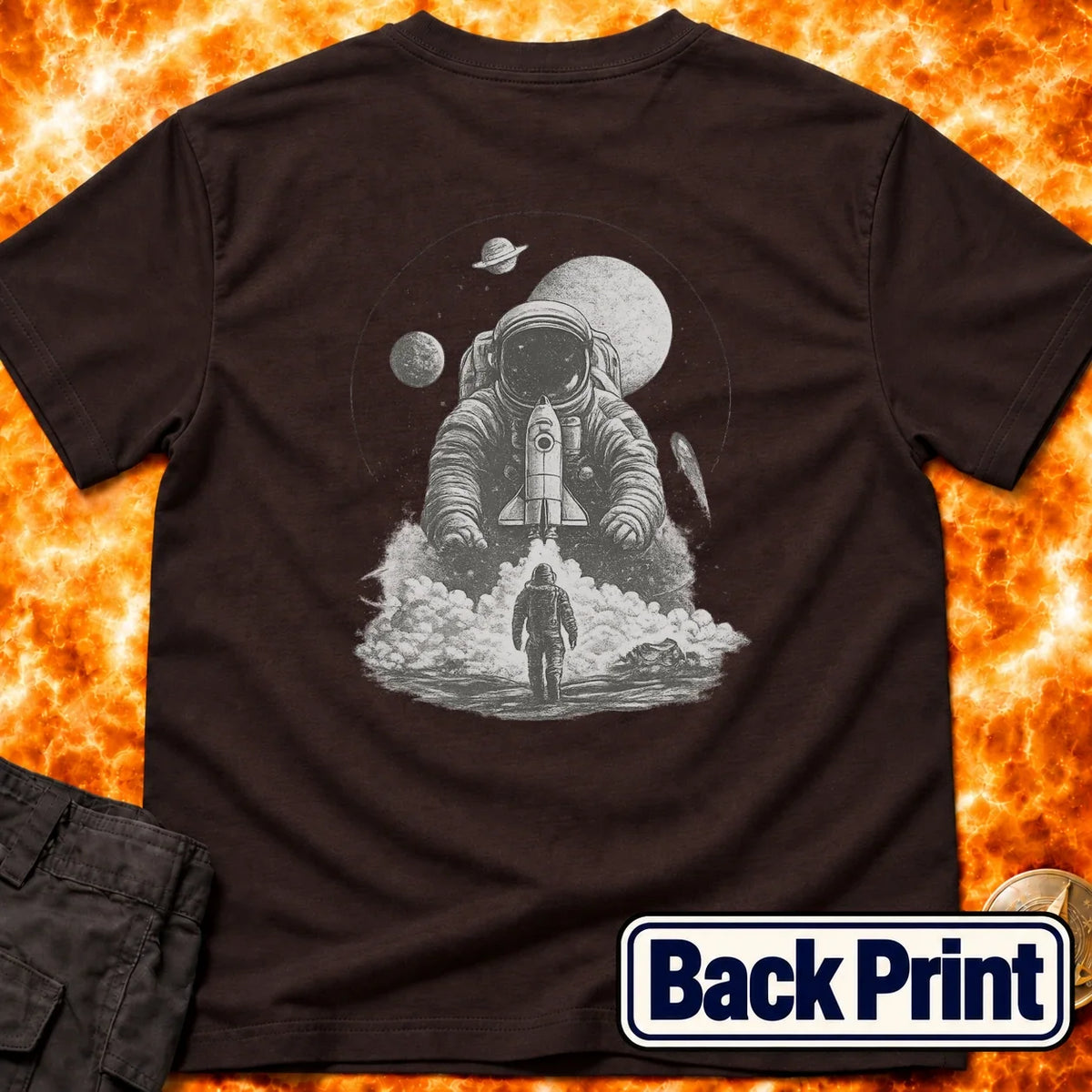 Astronaut Launch Graphic Back Print T-Shirt product image 2