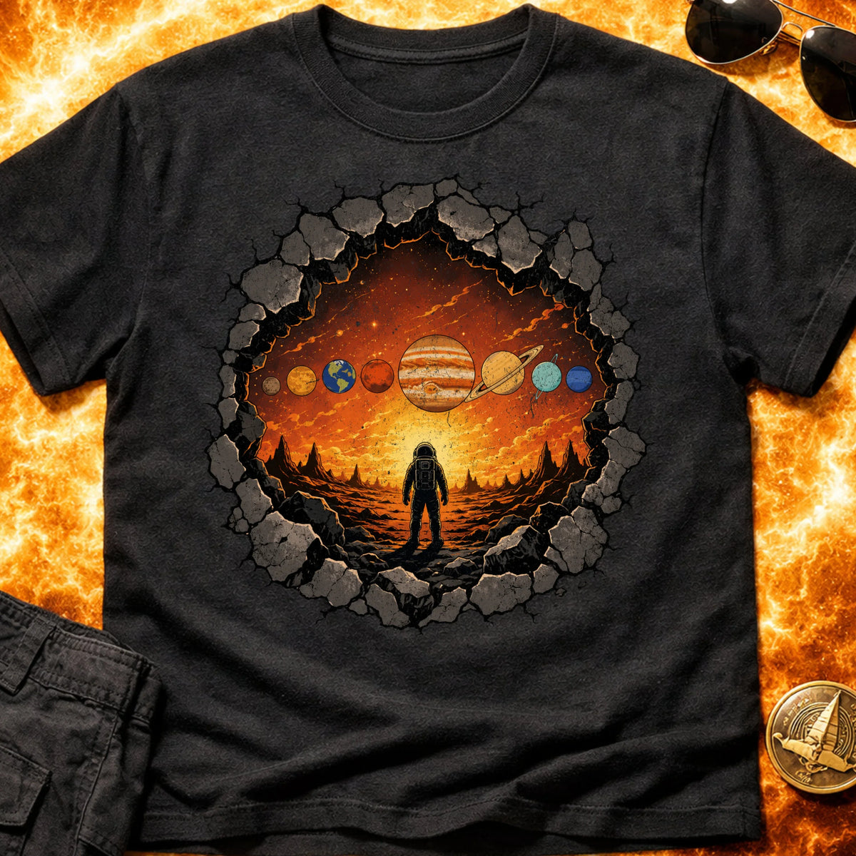 Astronaut Rock Solar System T-Shirt product image 5