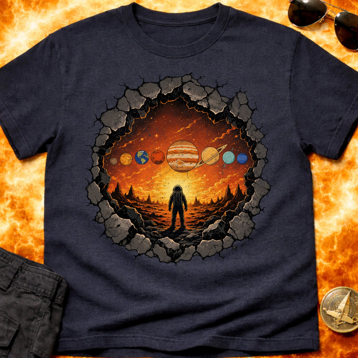 Astronaut Rock Solar System T-Shirt product image 7