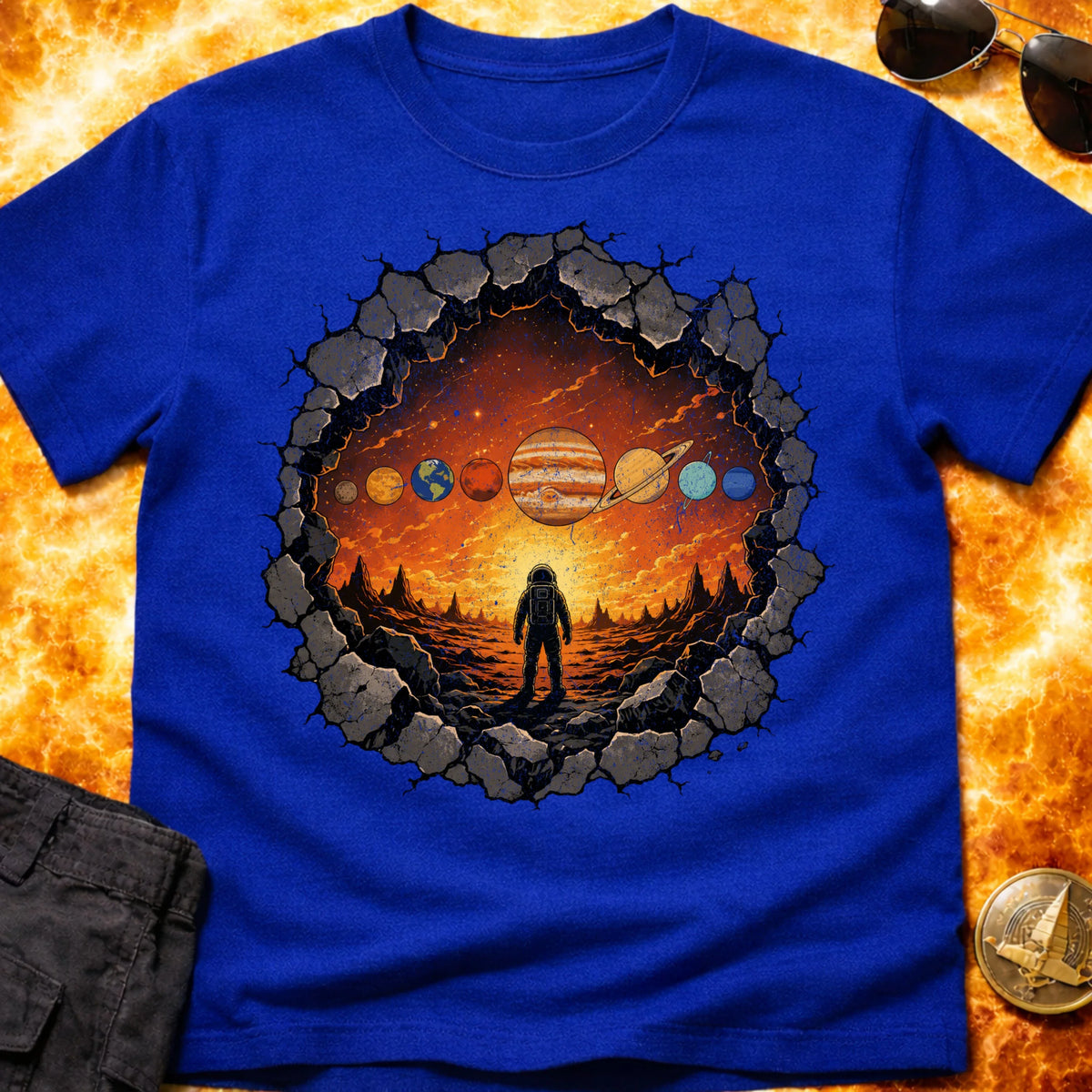 Astronaut Rock Solar System T-Shirt product image 3