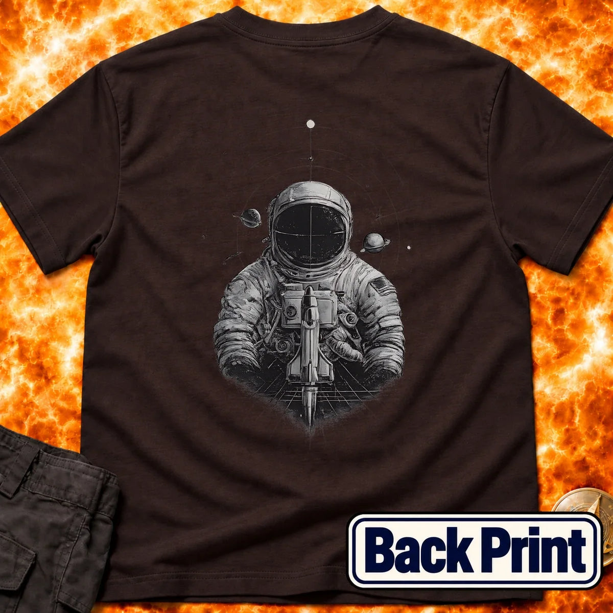 Astronaut Warrior Back Print T-Shirt product image 2