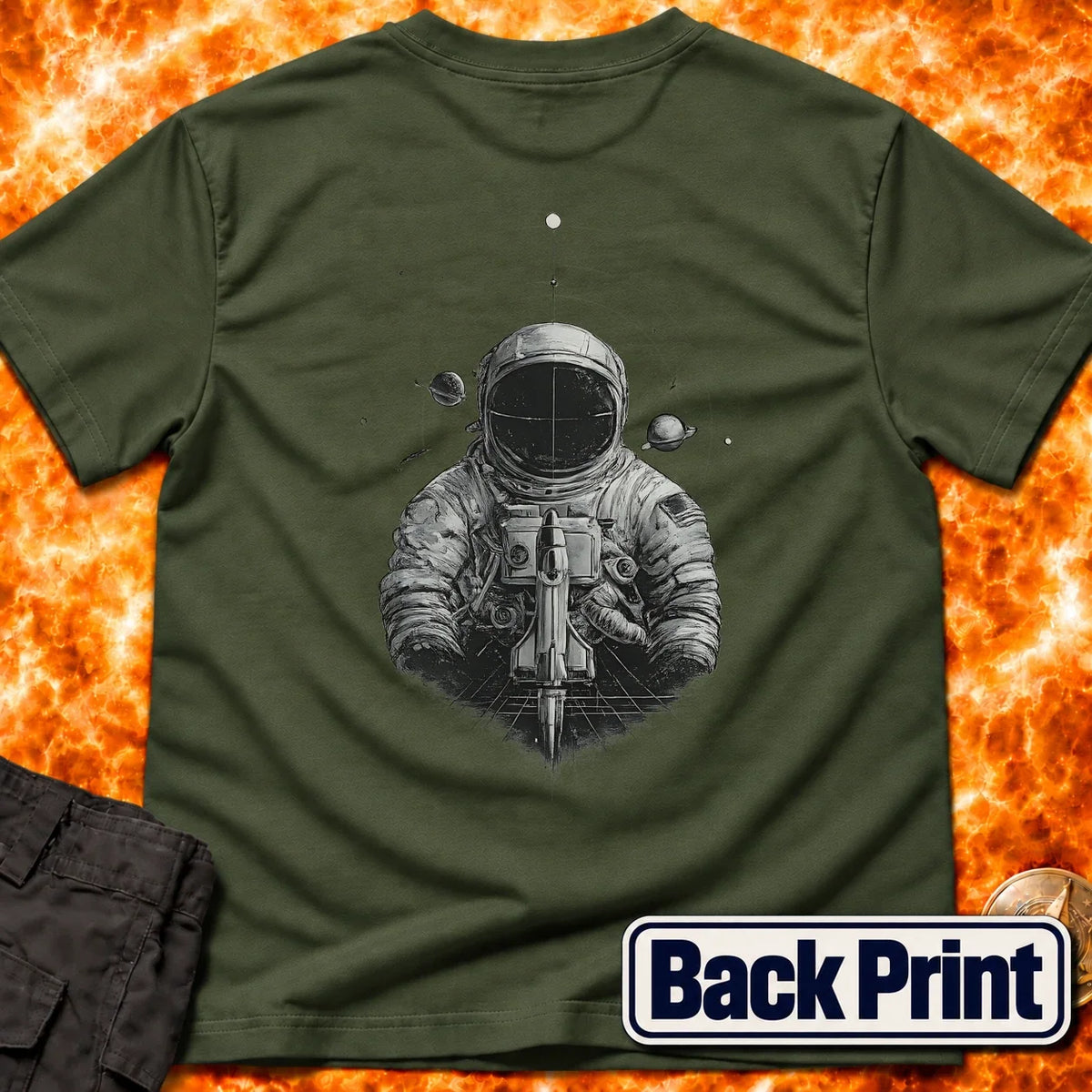 Astronaut Warrior Back Print T-Shirt product image 5
