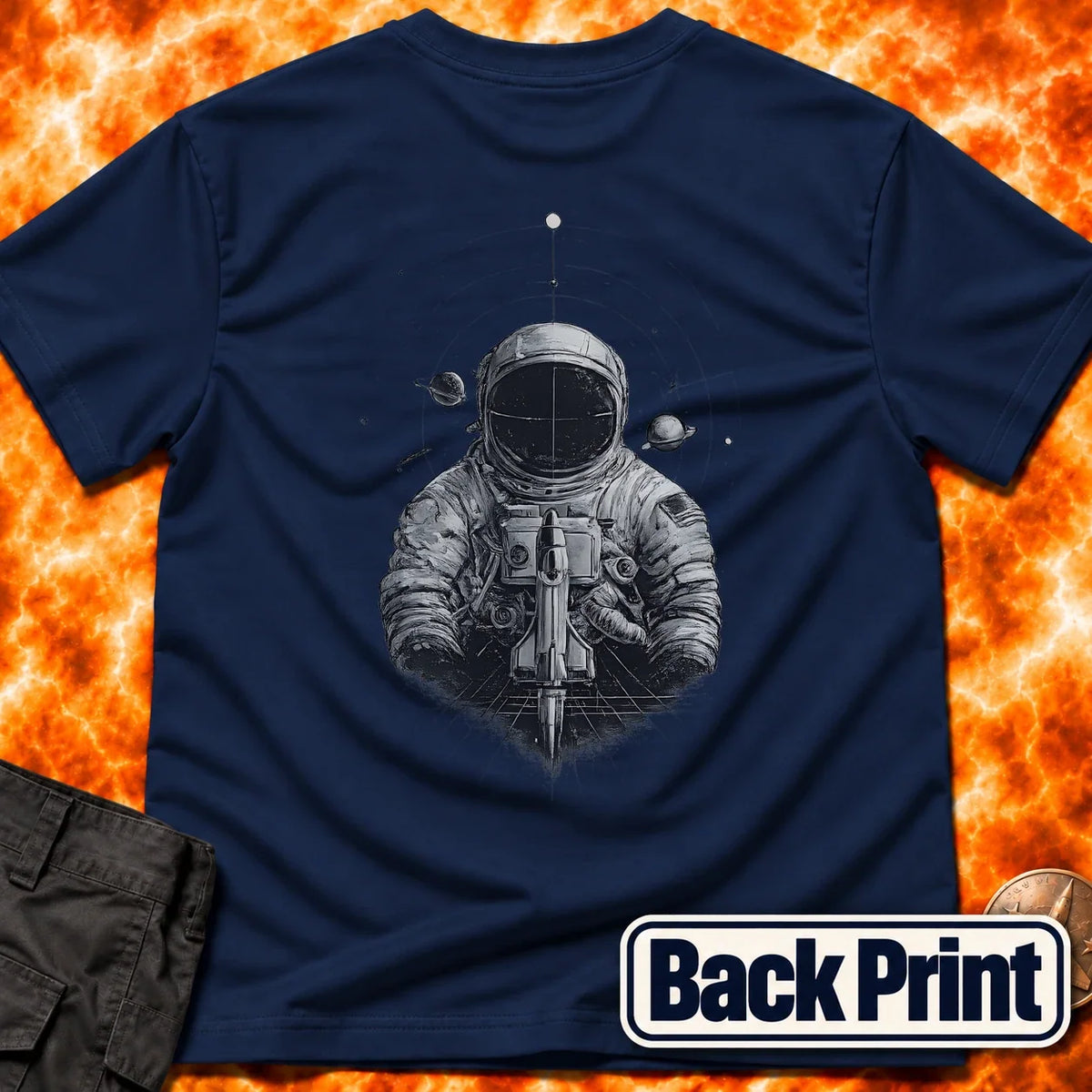 Astronaut Warrior Back Print T-Shirt product image 3