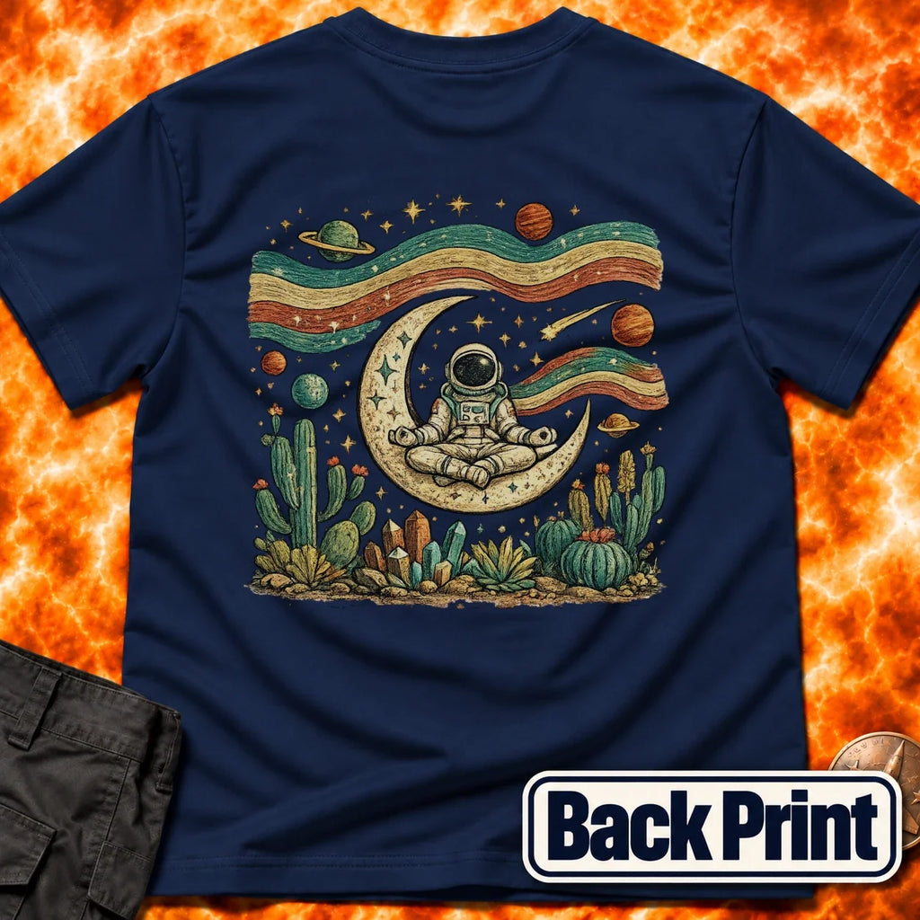 Astronaut Yoga Western Folk Art Back Print T-Shirt product image 5