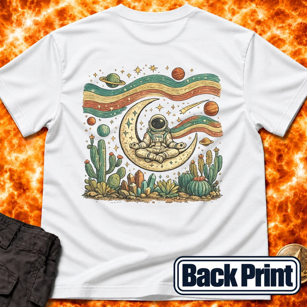 Astronaut Yoga Western Folk Art Back Print T-Shirt product image 6