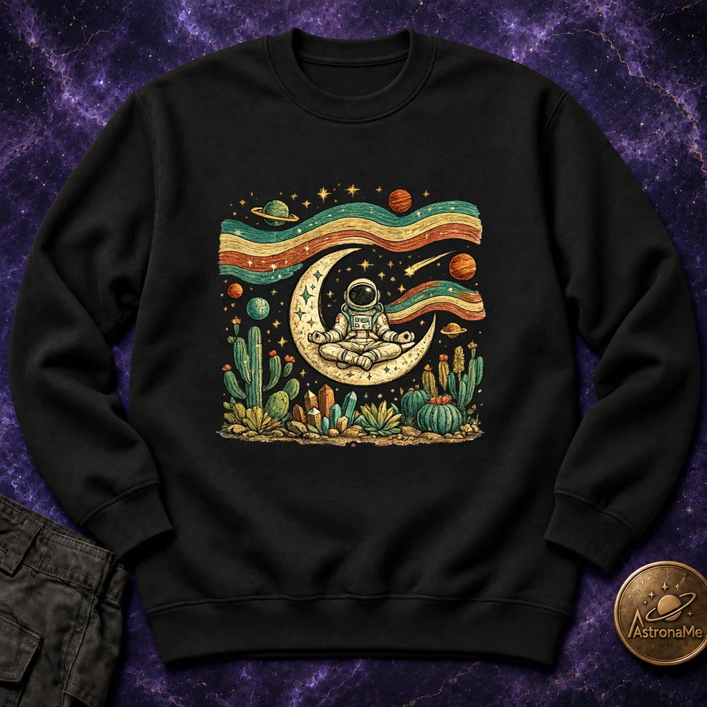 Astronaut Yoga Western Folk Art Crewneck Sweatshirt product image 6