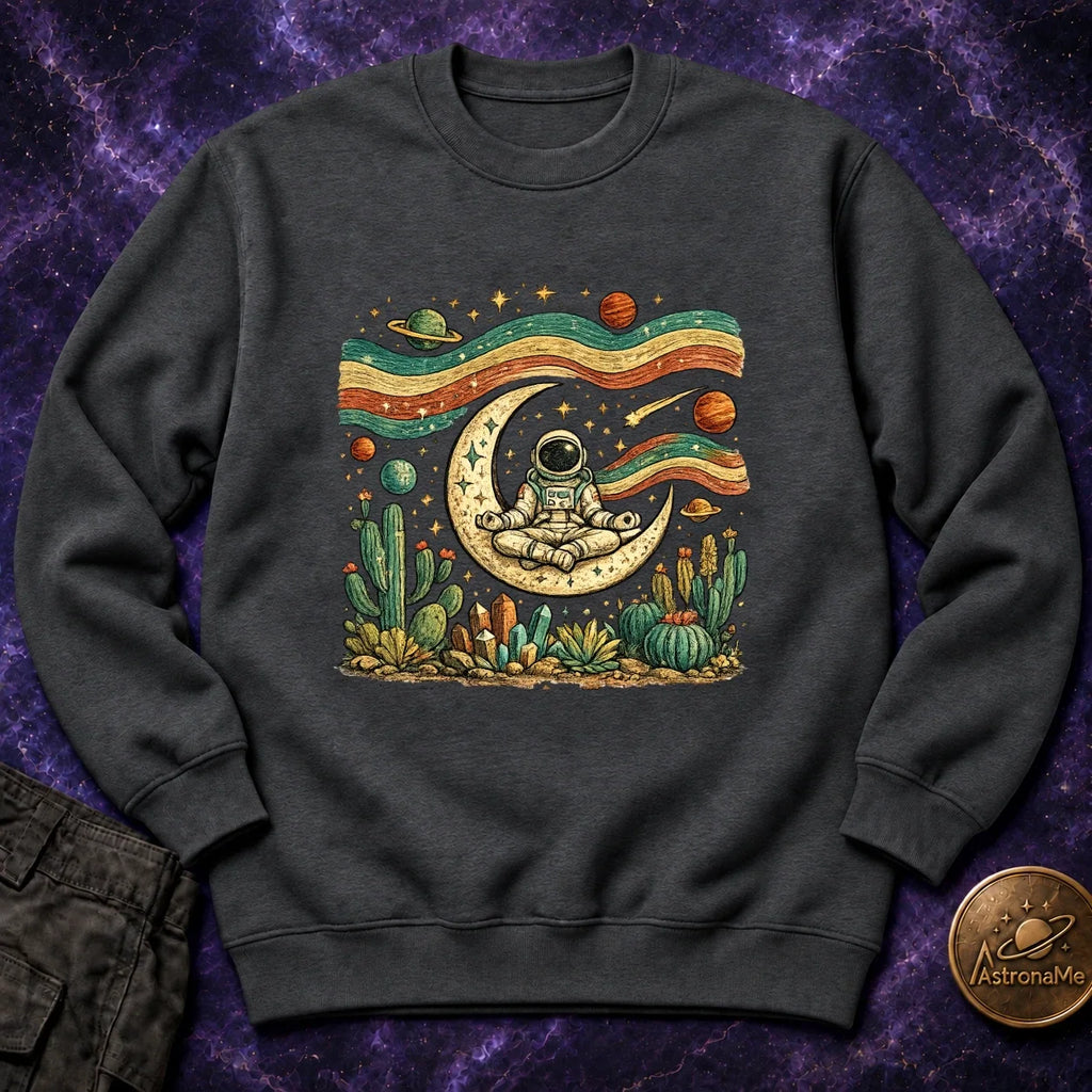 Astronaut Yoga Western Folk Art Crewneck Sweatshirt product image 3