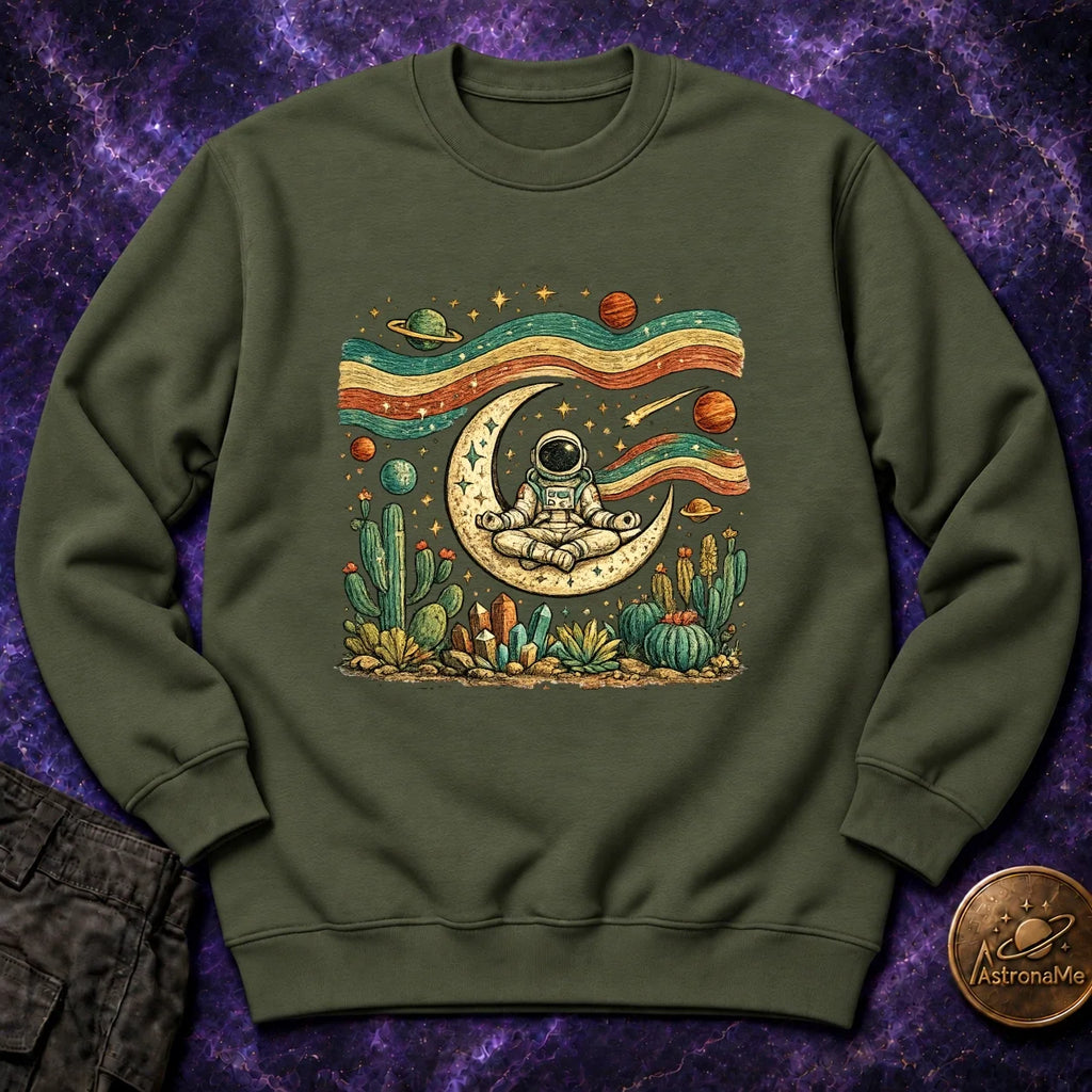 Astronaut Yoga Western Folk Art Crewneck Sweatshirt product image 2