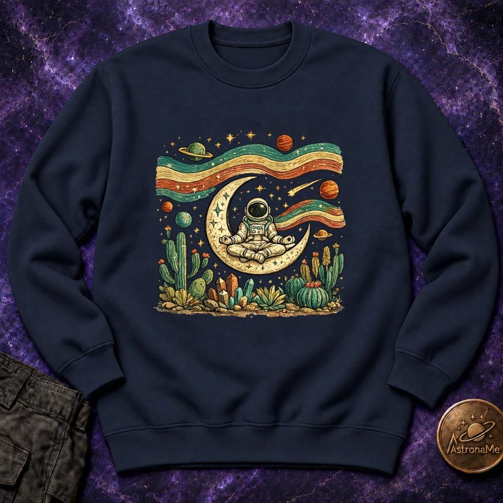 Astronaut Yoga Western Folk Art Crewneck Sweatshirt product image 5