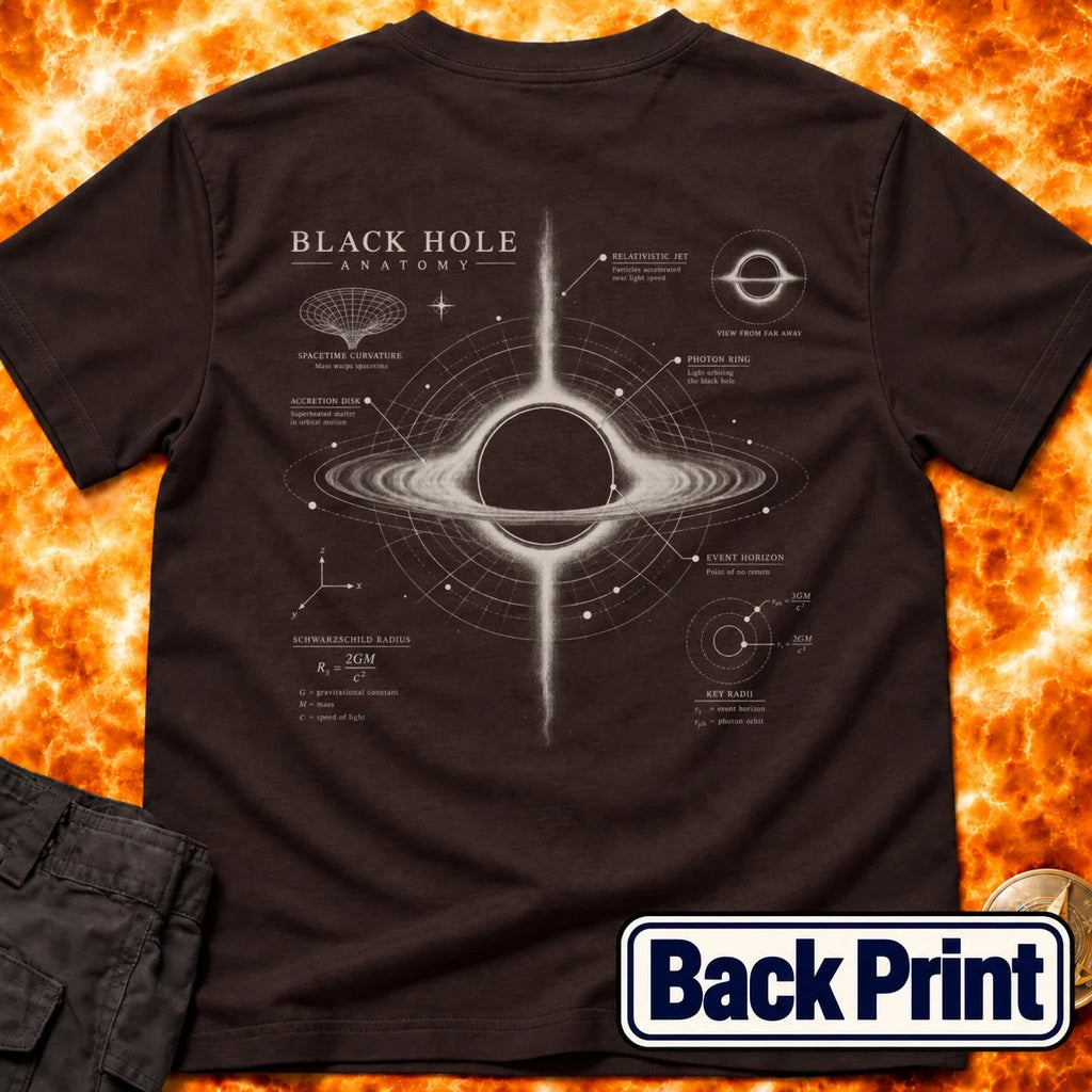 Black Hole Anatomy Back Print T-Shirt