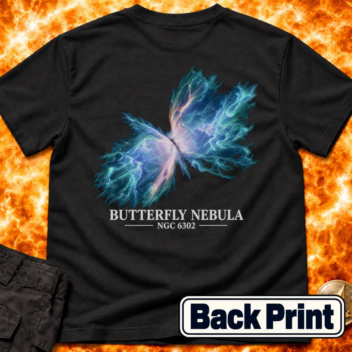 Butterfly Nebula NGC 6303 Blue Back Print T-Shirt product image 6
