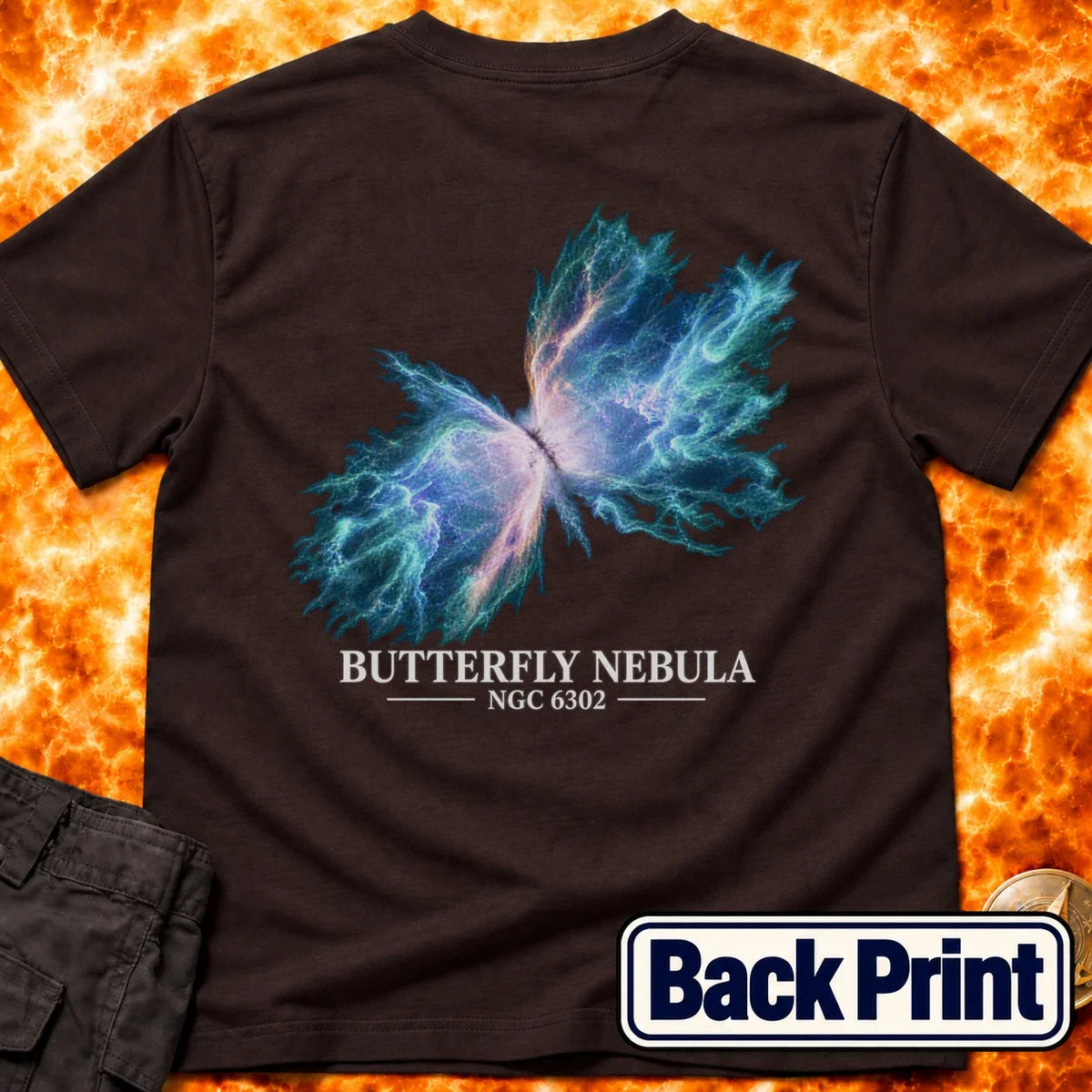 Butterfly Nebula NGC 6303 Blue Back Print T-Shirt product image 2