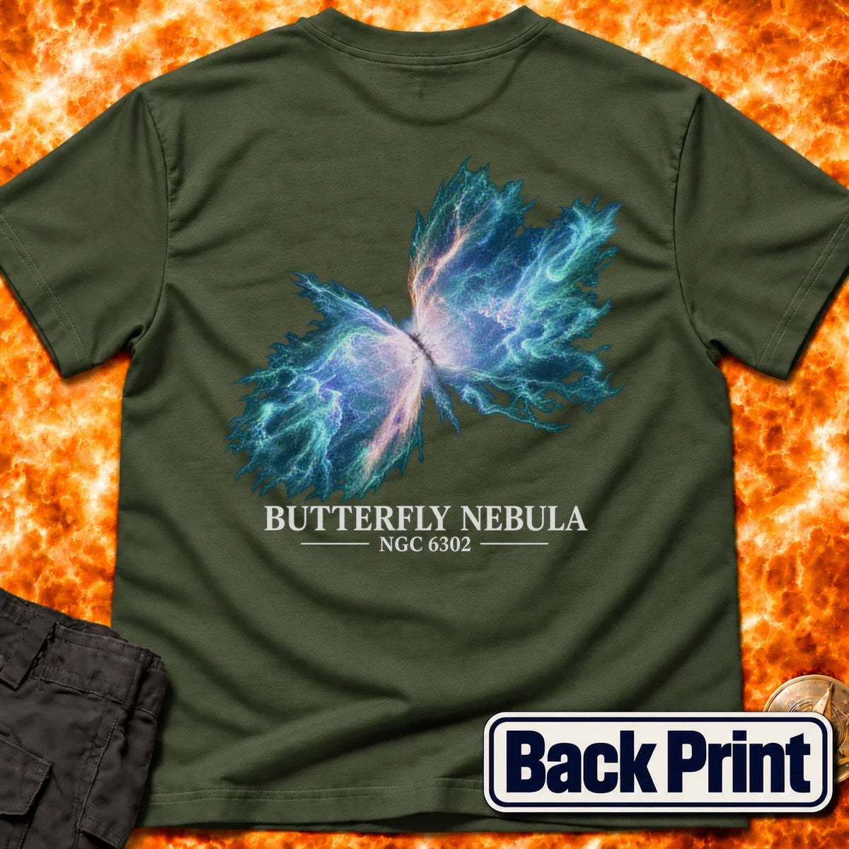 Butterfly Nebula NGC 6303 Blue Back Print T-Shirt product image 3