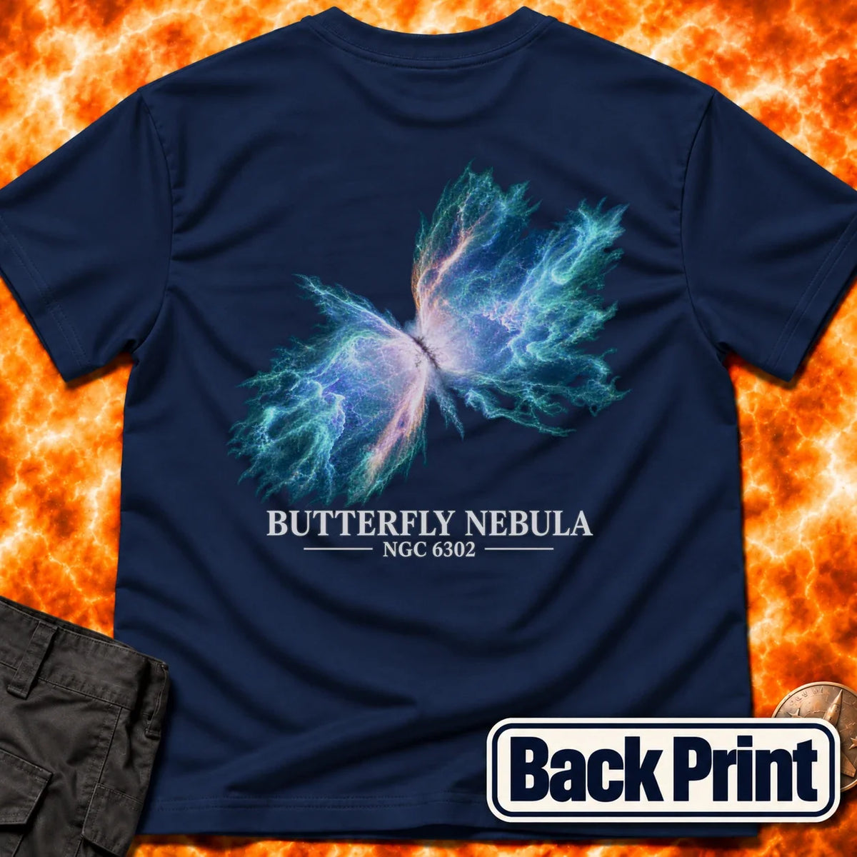 Butterfly Nebula NGC 6303 Blue Back Print T-Shirt product image 5