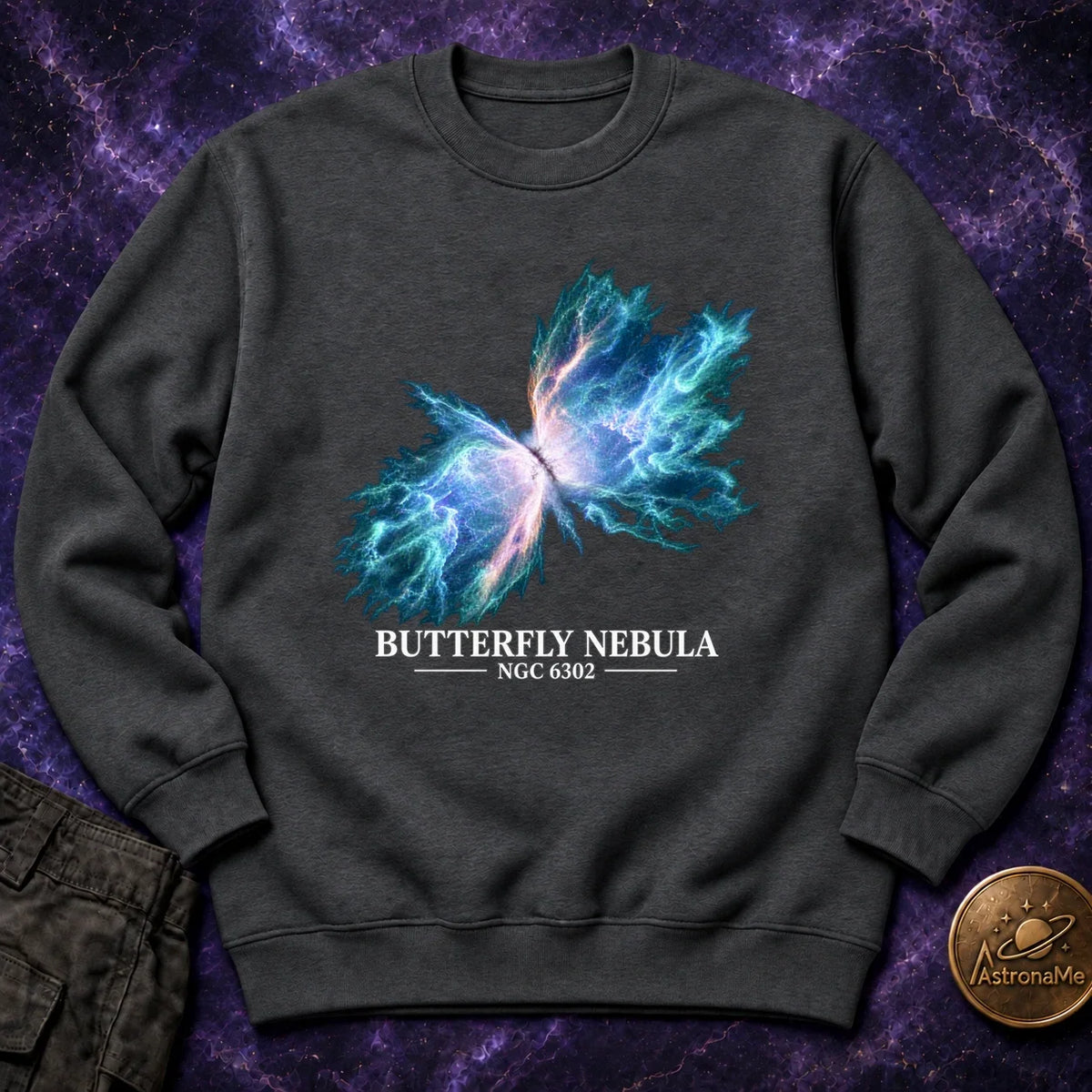 Butterfly Nebula NGC 6303 Blue Crewneck Sweatshirt product image 4