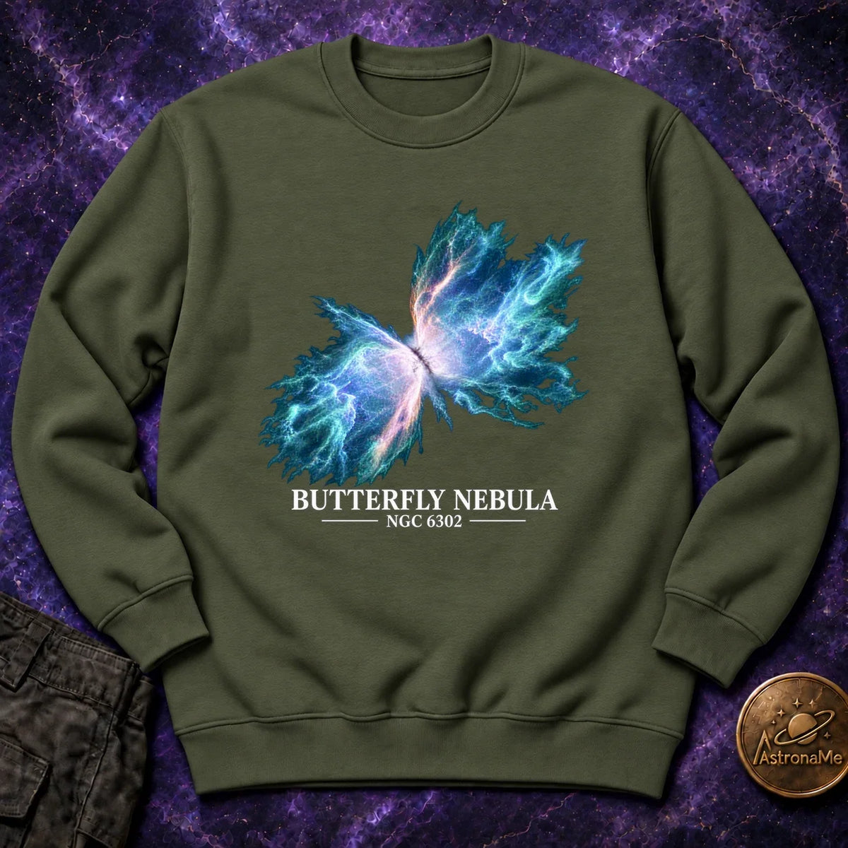Butterfly Nebula NGC 6303 Blue Crewneck Sweatshirt product image 3