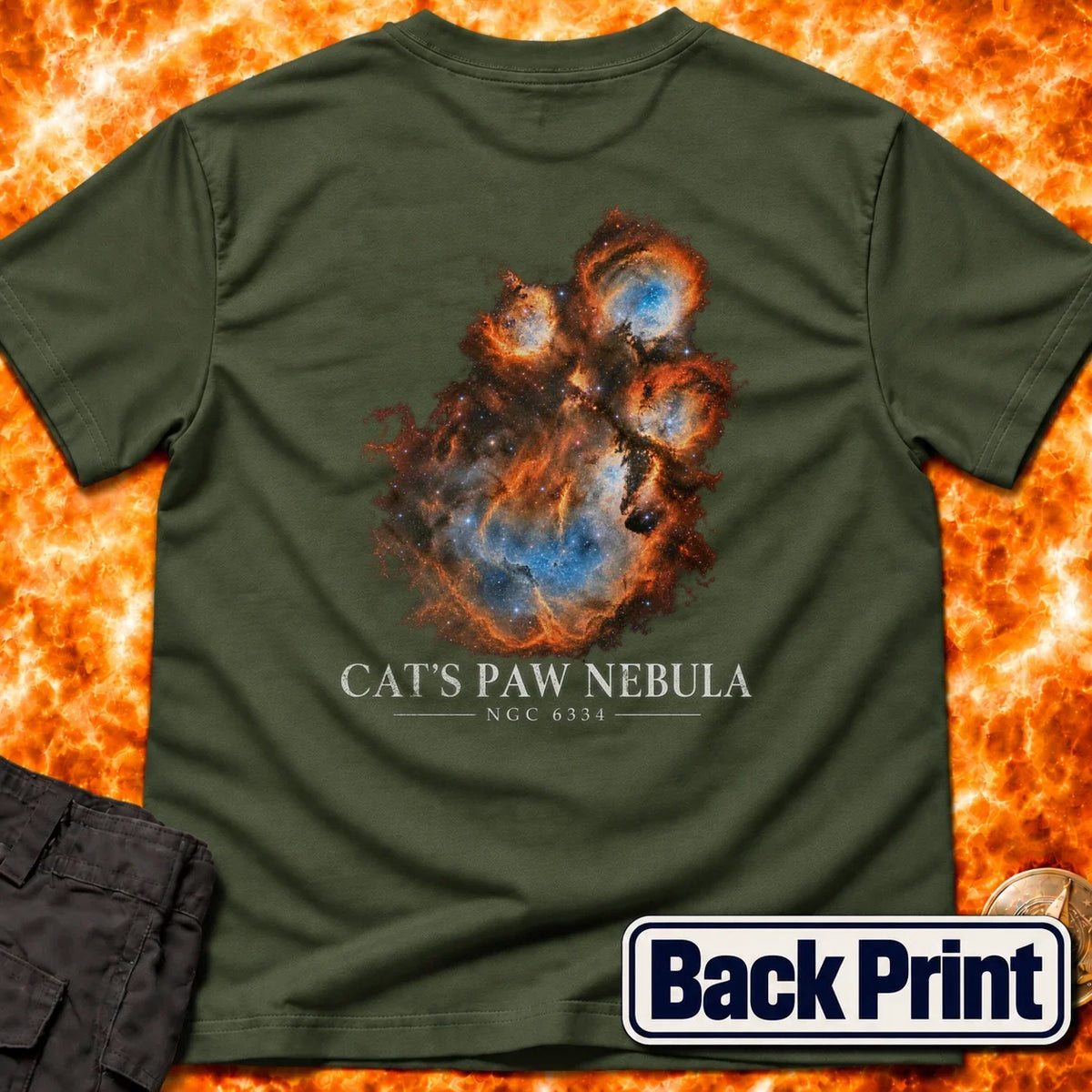 Cats Paw Nebula Back Print T-Shirt product image 1