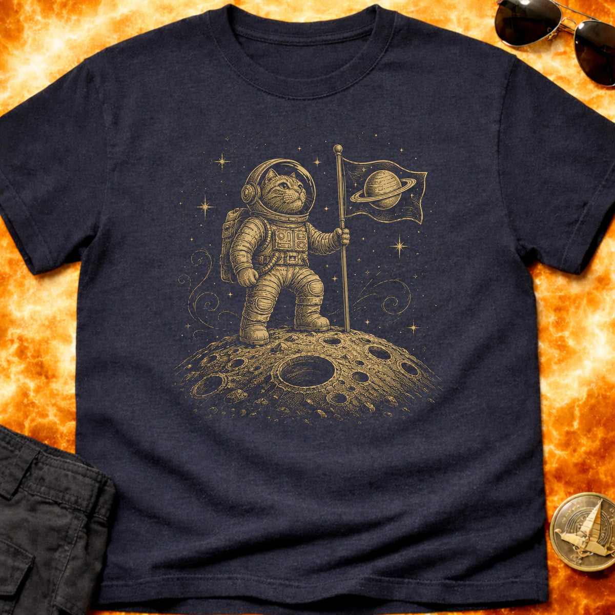 Catstronaut Flag Plant T-Shirt product image 4