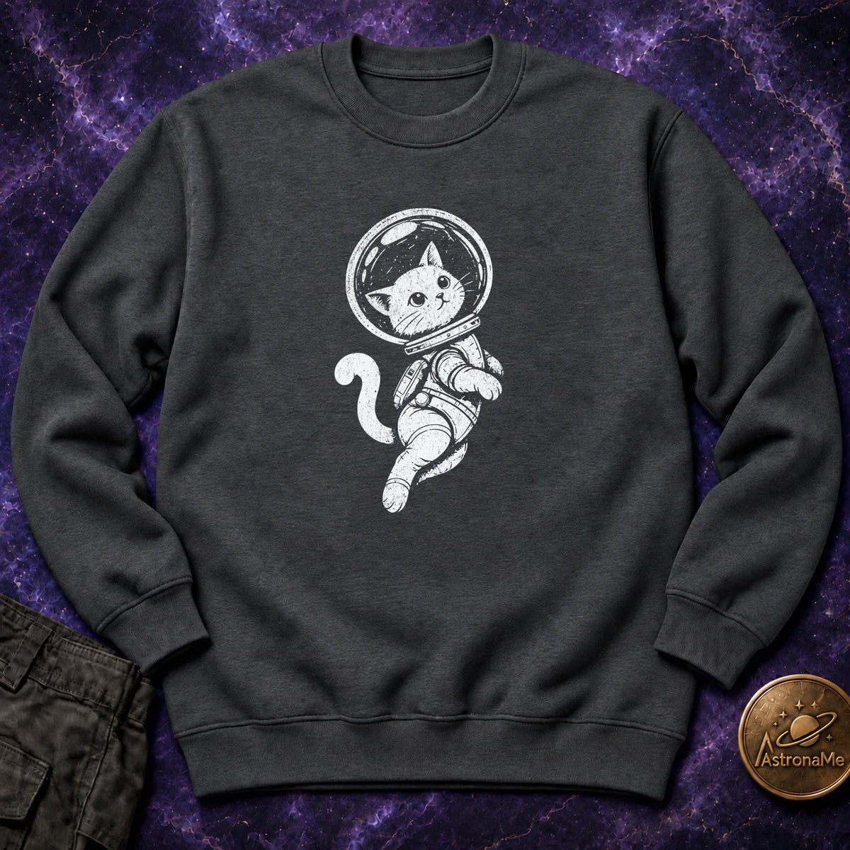 Catstronaut In Space Crewneck Sweatshirt product image 3