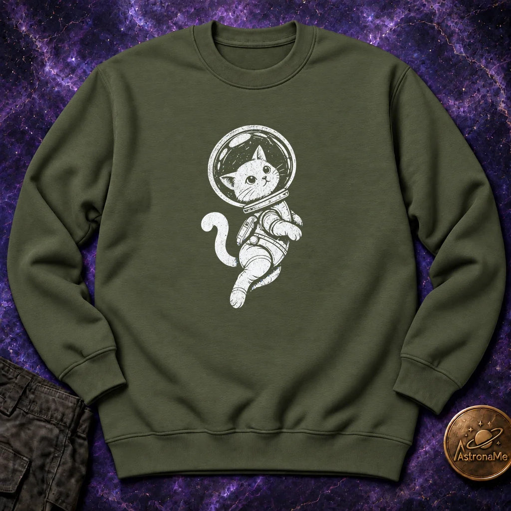 Catstronaut In Space Crewneck Sweatshirt product image 1