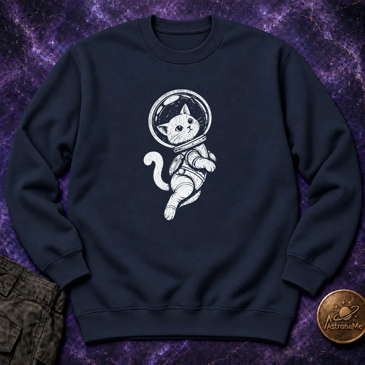 Catstronaut In Space Crewneck Sweatshirt product image 5