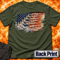 Distressed US Flag Rockets Back Print T-Shirt product image 1