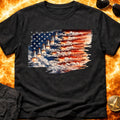 Distressed US Flag Rockets T-Shirt product image 1
