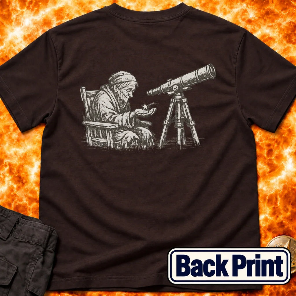 Elderly Stargazer Back Print T-Shirt product image 2