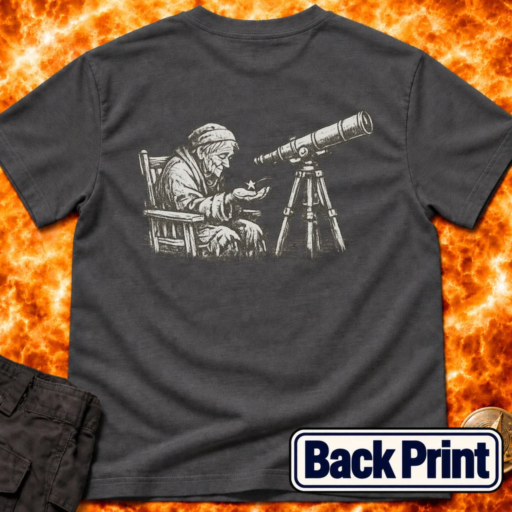 Elderly Stargazer Back Print T-Shirt product image 5