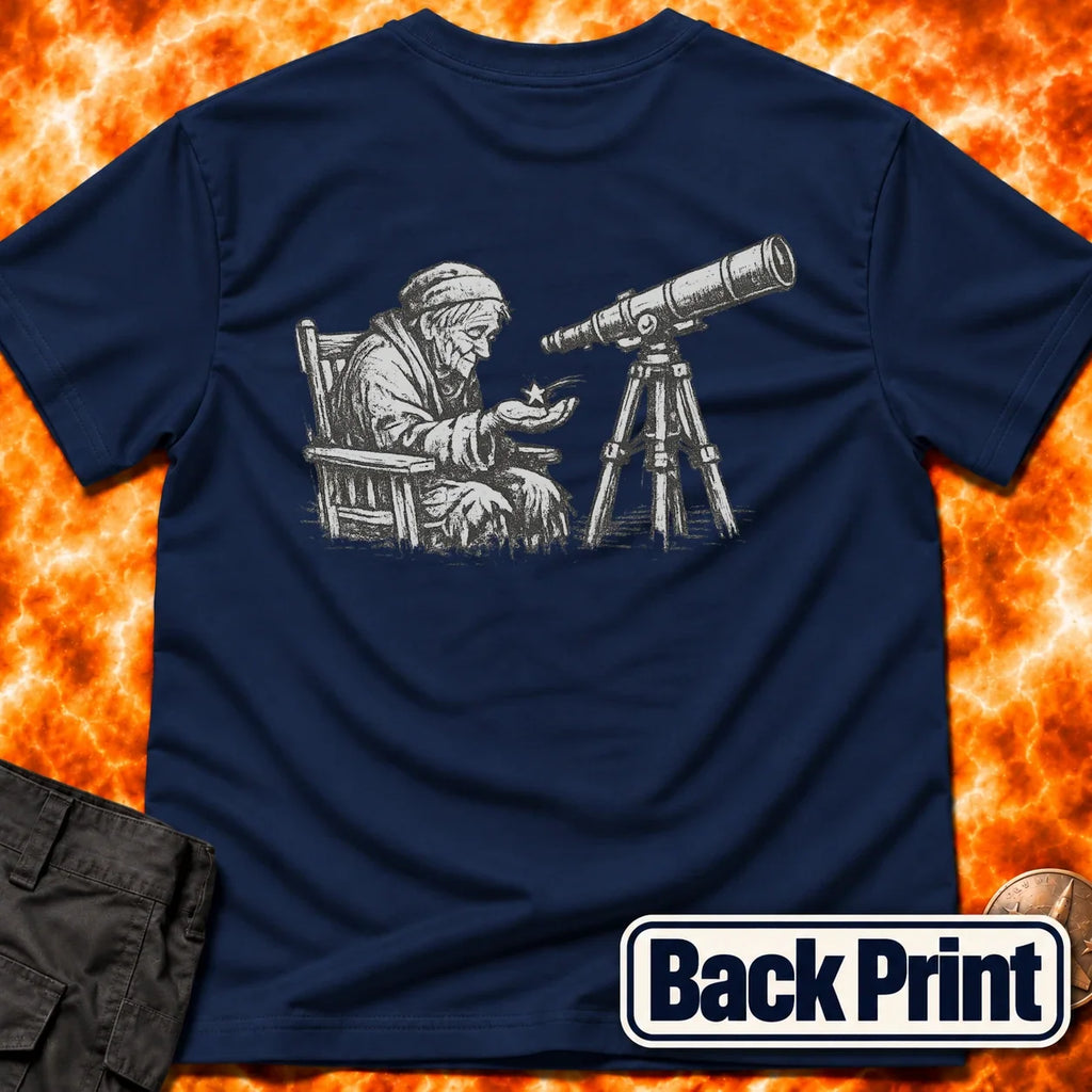 Elderly Stargazer Back Print T-Shirt product image 3