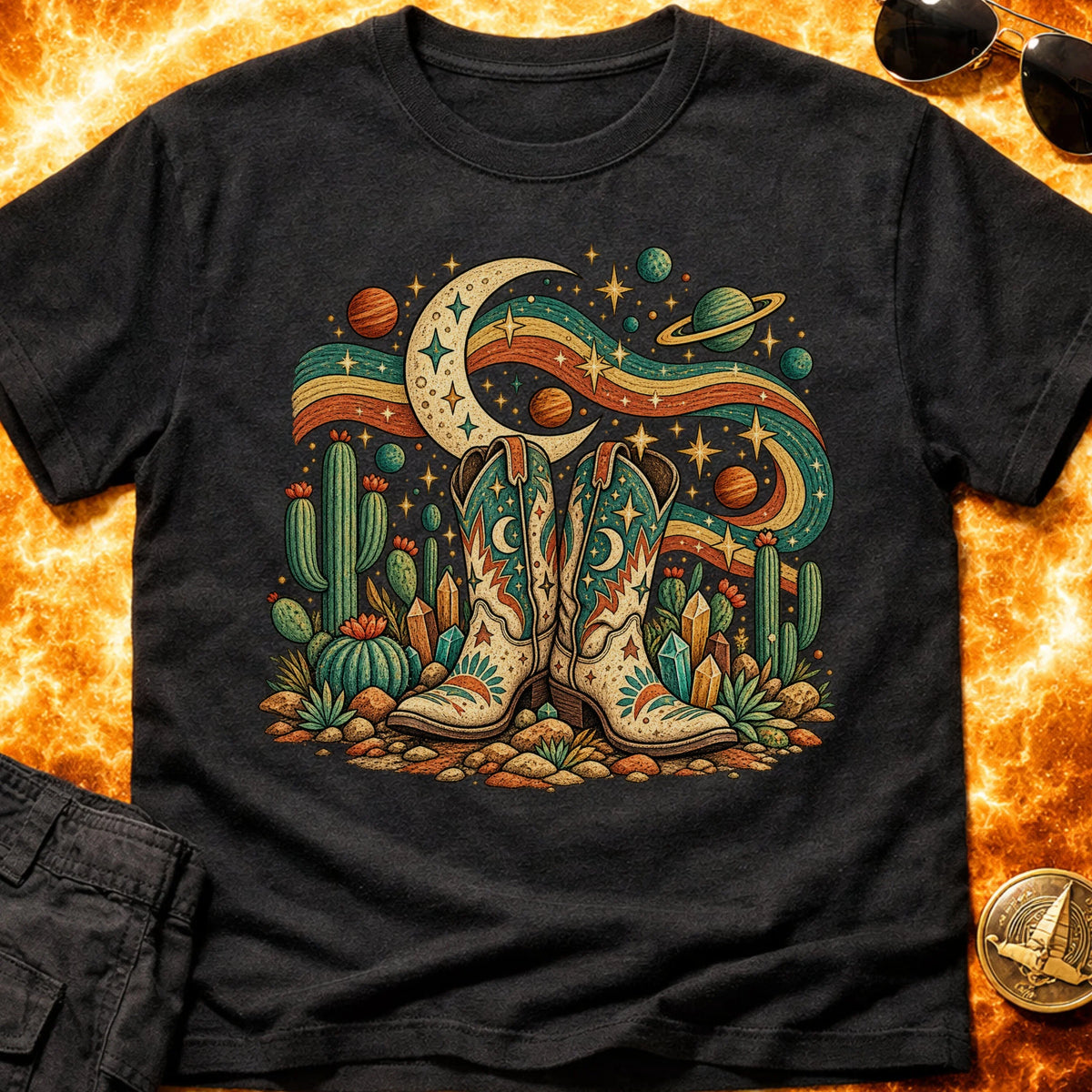 Folk Cosmic Boots T-Shirt product image 2